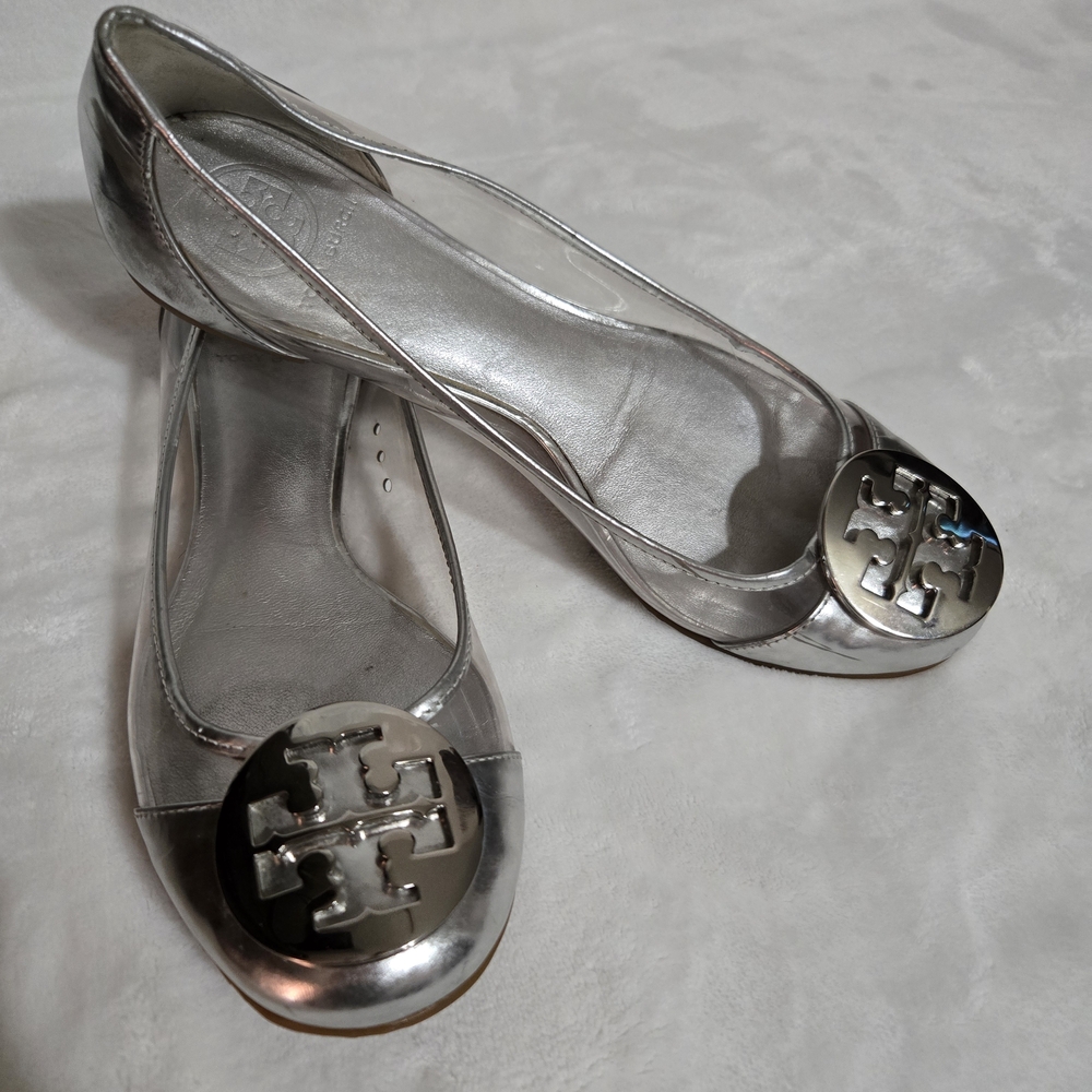 Tory Burch Silver Ballet Flats